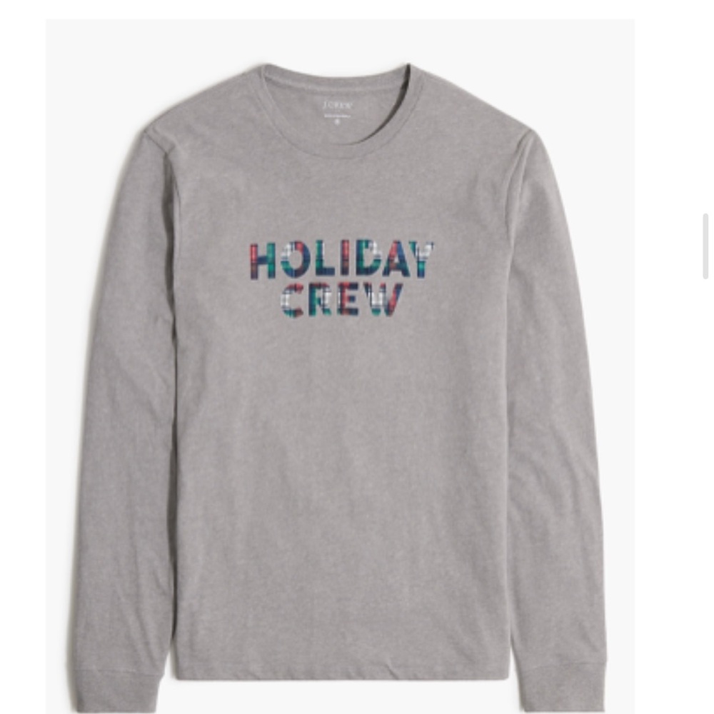 J. Crew Gray Long Sleeve “Holiday Crew” Shirt